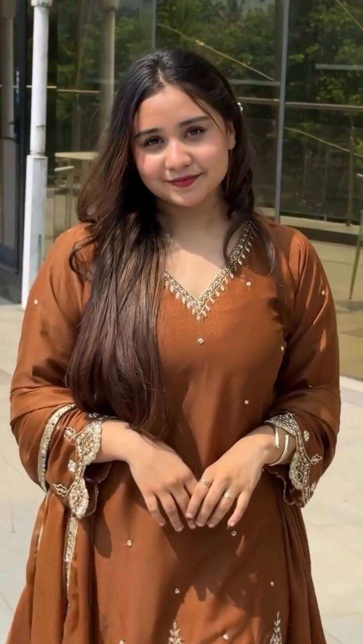 Women's Georgette Sequence Moti Work Straight Kurti With Salwar and Dupatta Set - Image 6