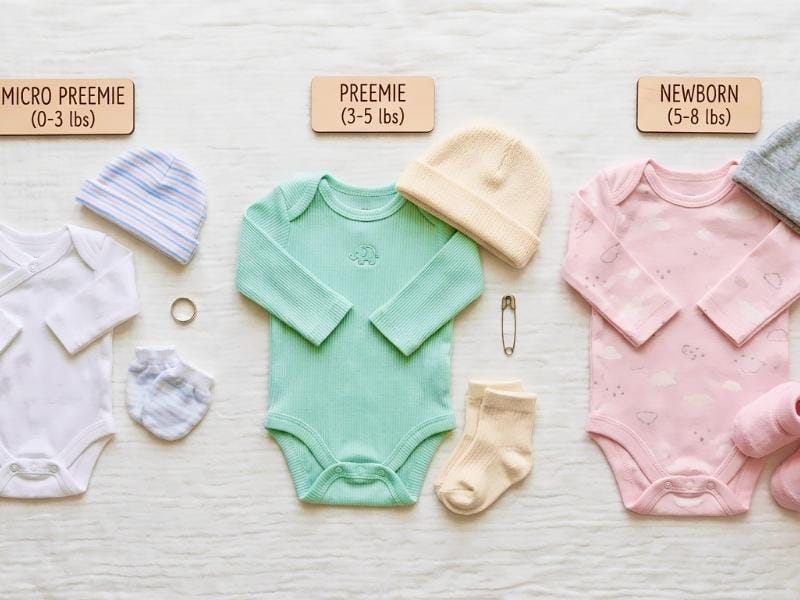 Preemie baby clothes size comparison chart