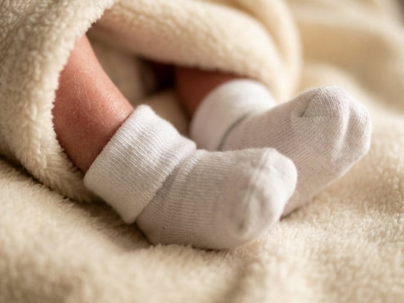 Soft white socks for premature baby feet