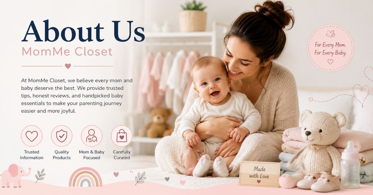 Happy mother holding her smiling baby in a cozy nursery, representing MomMe Closet's trusted baby care and parenting resources.