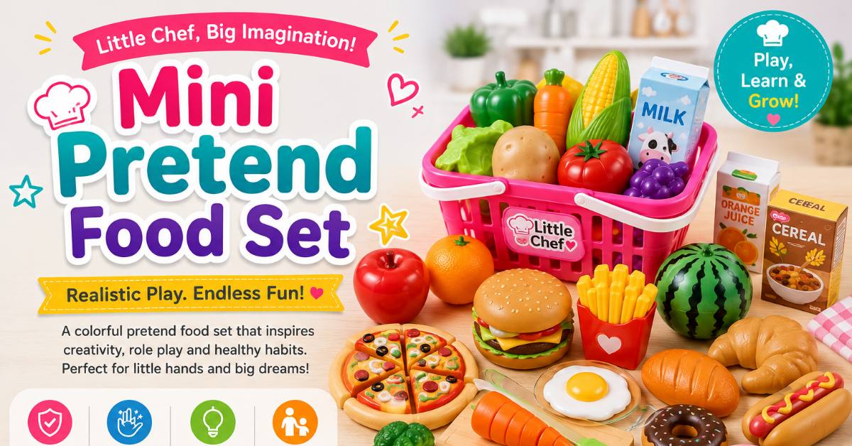 Mini pretend food set with colorful play fruits, vegetables and meals for girls kitchen toys